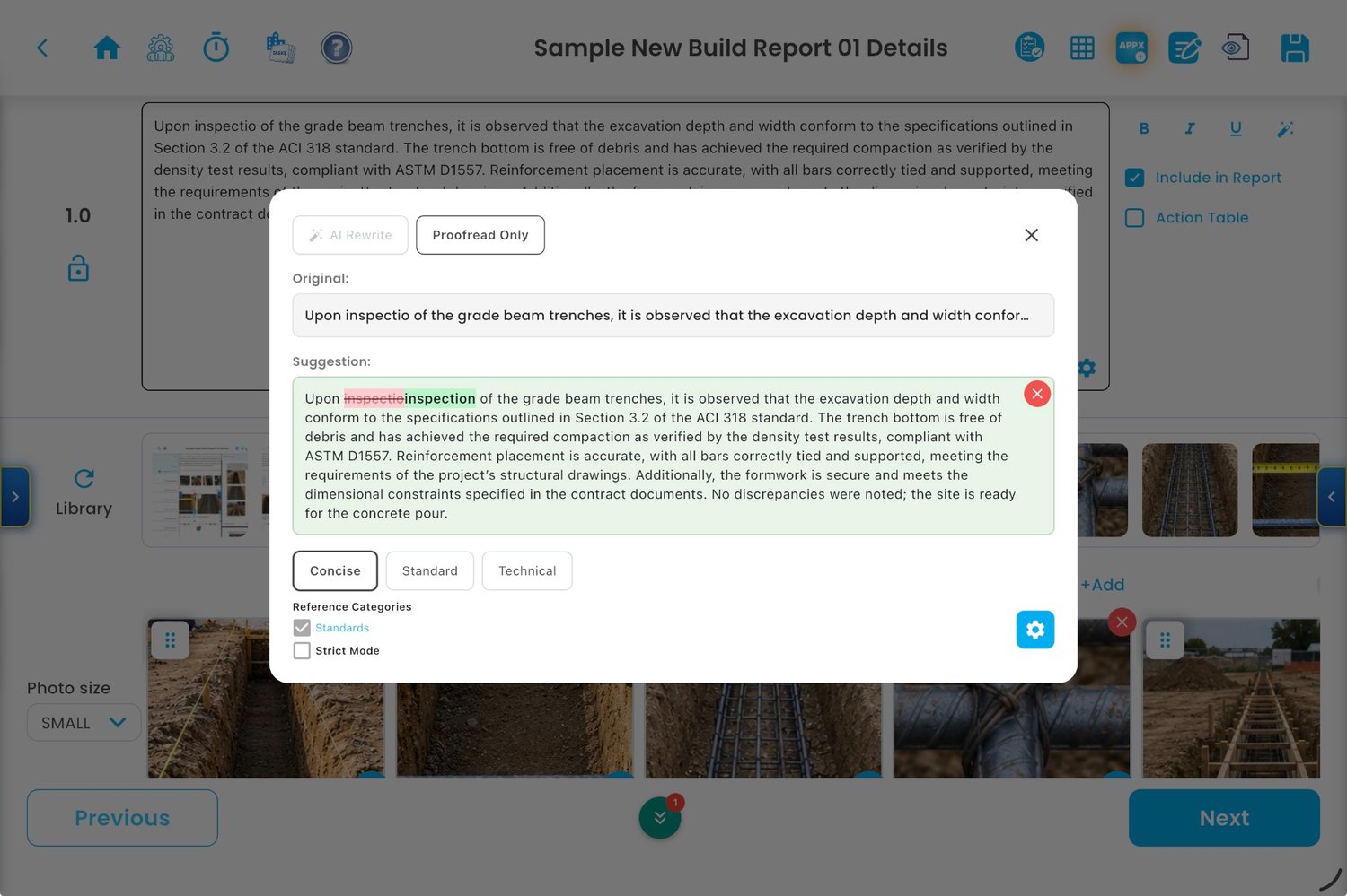 Observation Reports AI Writing Tools screenshot